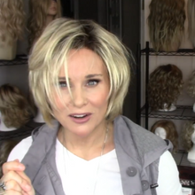 将图片加载到图库查看器,Gold gray short wig (Hair root black)