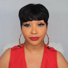 将图片加载到图库查看器,Popular black ultra short volume wig