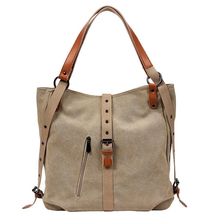 将图片加载到图库查看器,2020 Style Women Bags 2-In-1 Canvas Backpack-Shoulder Bag