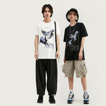 将图片加载到图库查看器,Dark Gothic Raven Print Couple Short-Sleeve T-Shirt