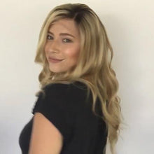 将图片加载到图库查看器,Stylish personality gold long wave wig(Hair root black)