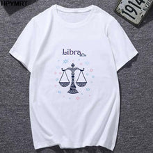 将图片加载到图库查看器,Classic 12 constellation printed white T-shirt