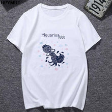将图片加载到图库查看器,Classic 12 constellation printed white T-shirt