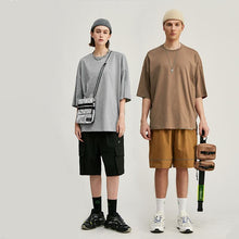 将图片加载到图库查看器,Loose solid color T-shirt five points T-shirt