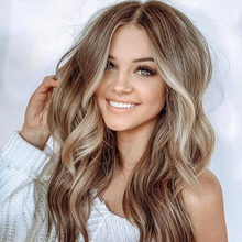 将图片加载到图库查看器,Honey middle long wave wig