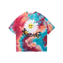 将图片加载到图库查看器,Street tie-dye smiley daisy graffiti loose stretch T-shirt