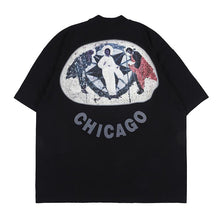 将图片加载到图库查看器,Hip-hop three gods oil painting short sleeve loose T-shirt