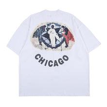 将图片加载到图库查看器,Hip-hop three gods oil painting short sleeve loose T-shirt