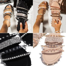 将图片加载到图库查看器,Shiny Rivet Flat Sandals