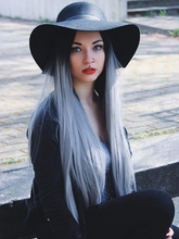 将图片加载到图库查看器,Black to Gray Straight Front Wig
