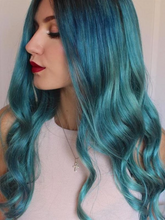 将图片加载到图库查看器,Teal Blue fashion Hair Full Wig