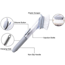 将图片加载到图库查看器,Long-handle kitchen cleaning tool with automatic liquid washing pot and bowl brush