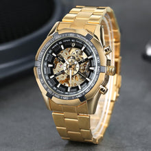 将图片加载到图库查看器,Automatic Skeleton Watch Golden X Dial Business Watches - 1203