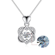 将图片加载到图库查看器,Fashion Romantic Double Heart Flower Pendant Necklace with Zircon Rose - 1203