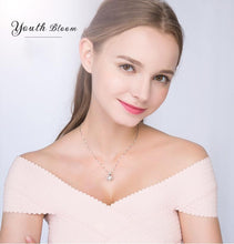 将图片加载到图库查看器,Fashion Romantic Double Heart Flower Pendant Necklace with Zircon Rose - 1203