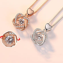 将图片加载到图库查看器,Fashion Romantic Double Heart Flower Pendant Necklace with Zircon Rose - 1203