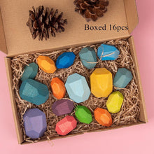 将图片加载到图库查看器,WOOD ROCK SET BALANCING BLOCKS NATURAL WOOD TOY