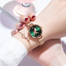 将图片加载到图库查看器,Luxury brand rose gold stainless steel mesh ladies watch - 1203