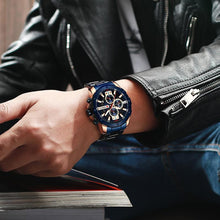 将图片加载到图库查看器,Men Quartz Watch Blue Classic Chronograph - 1203