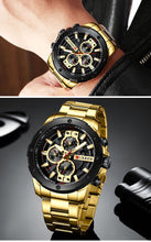 将图片加载到图库查看器,Men Quartz Watch Blue Classic Chronograph - 1203