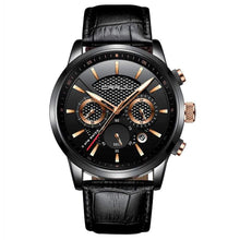 将图片加载到图库查看器,Men's Fashion Sport Date Quartz Watch Leather Strap Waterproof Wrist Watches - 1203