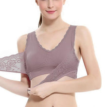 将图片加载到图库查看器,BustLift™ Wireless Front Cross Buckle Lace Lift Bra - GenieMania Fr