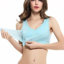 将图片加载到图库查看器,BustLift™ Wireless Front Cross Buckle Lace Lift Bra - GenieMania Fr