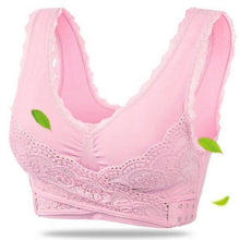 将图片加载到图库查看器,BustLift™ Wireless Front Cross Buckle Lace Lift Bra - GenieMania Fr