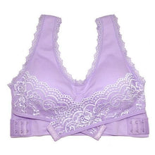 将图片加载到图库查看器,BustLift™ Wireless Front Cross Buckle Lace Lift Bra - GenieMania Fr