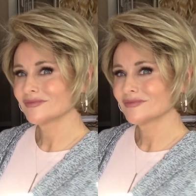 Personality dark gold short wig