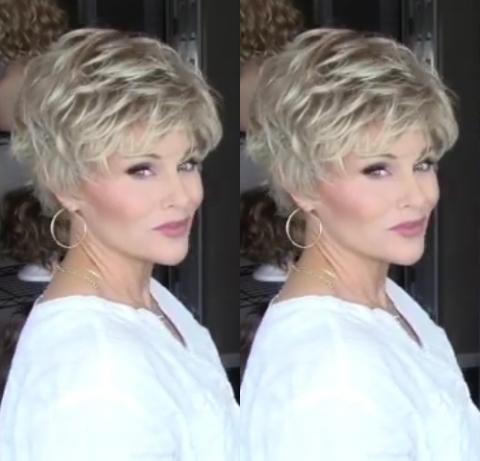 Personality sand gold short wig (Hair root black)