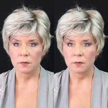 将图片加载到图库查看器，White gray short wig（Hair root black）
