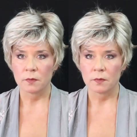 White gray short wig（Hair root black）