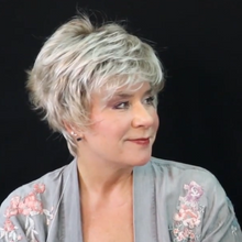 将图片加载到图库查看器，White gray short wig（Hair root black）
