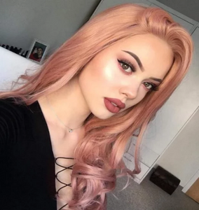 2019 Pink Long Curly Wig