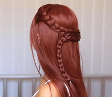 将图片加载到图库查看器，Orange Straight Long Wig
