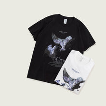 将图片加载到图库查看器，Dark Gothic Raven Print Couple Short-Sleeve T-Shirt
