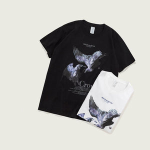 Dark Gothic Raven Print Couple Short-Sleeve T-Shirt