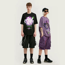 将图片加载到图库查看器，Personalized English abstract graffiti loose short sleeve T-shirt
