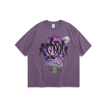 将图片加载到图库查看器，Personalized English abstract graffiti loose short sleeve T-shirt
