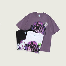 将图片加载到图库查看器，Personalized English abstract graffiti loose short sleeve T-shirt
