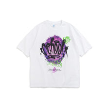 将图片加载到图库查看器，Personalized English abstract graffiti loose short sleeve T-shirt
