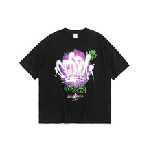 将图片加载到图库查看器，Personalized English abstract graffiti loose short sleeve T-shirt

