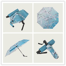 将图片加载到图库查看器，Personalized iron nail chain gradient color sunscreen rain and rain dual-use automatic folding umbrella
