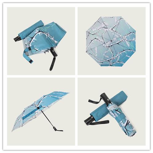Personalized iron nail chain gradient color sunscreen rain and rain dual-use automatic folding umbrella