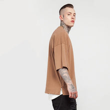 将图片加载到图库查看器，Loose solid color T-shirt five points T-shirt
