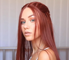 将图片加载到图库查看器，Orange Straight Long Wig
