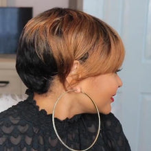 将图片加载到图库查看器，Fashion front brown red back black short wig
