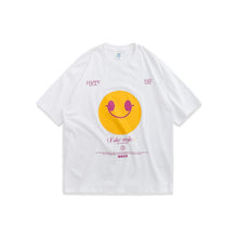 将图片加载到图库查看器，Personalized street fake smile loose short sleeve T-shirt
