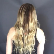 将图片加载到图库查看器，Super fashion gradient gold long wave wig
